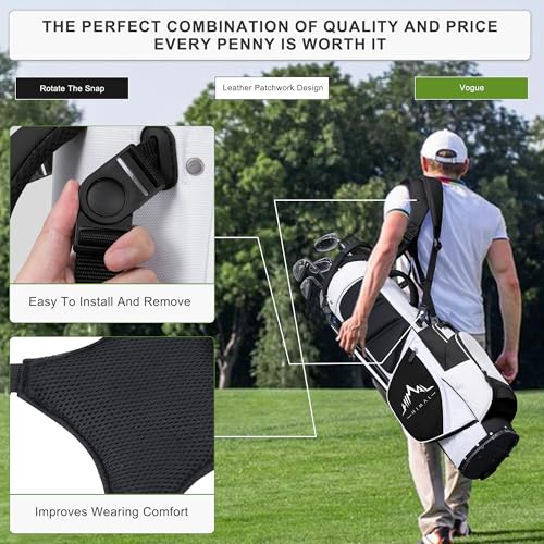 Lightweight Golf Stand Bag with 5 Way Full-Length Dividers, Semi-Concealed Stand, Folding Base, Adjustable Dual Straps and 8 Pockets