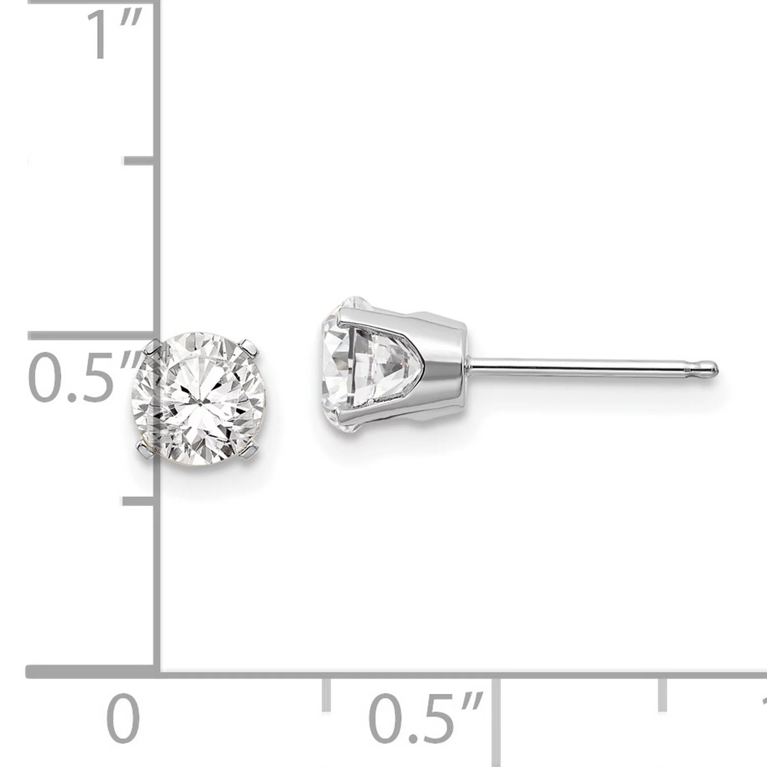 14k White Gold 5mm White Topaz Stud Earrings 5x5 mm