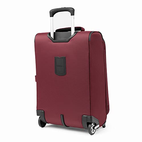 Travelpro Maxlite 5 Softside Expandable Upright 2 Wheel Carry on Luggage, Lightweight Suitcase, Men and Women, Burgundy, Carry On 22-Inch