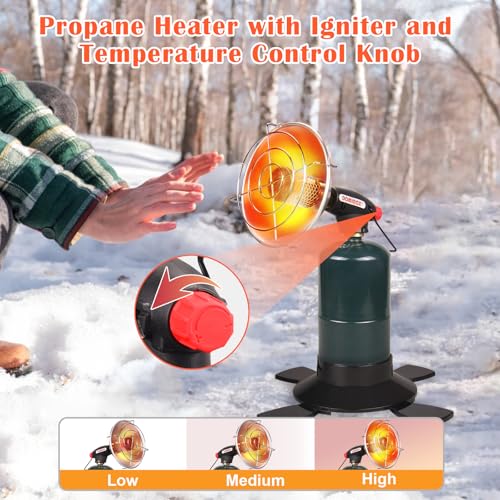 DOMINOX 6200BTU Propane Heater with Igniter and Temperature Control Valve, Camping Heaters with Gas Cylinder Base, Golf Cart Heater Fuel by Propane and MAPP Gas