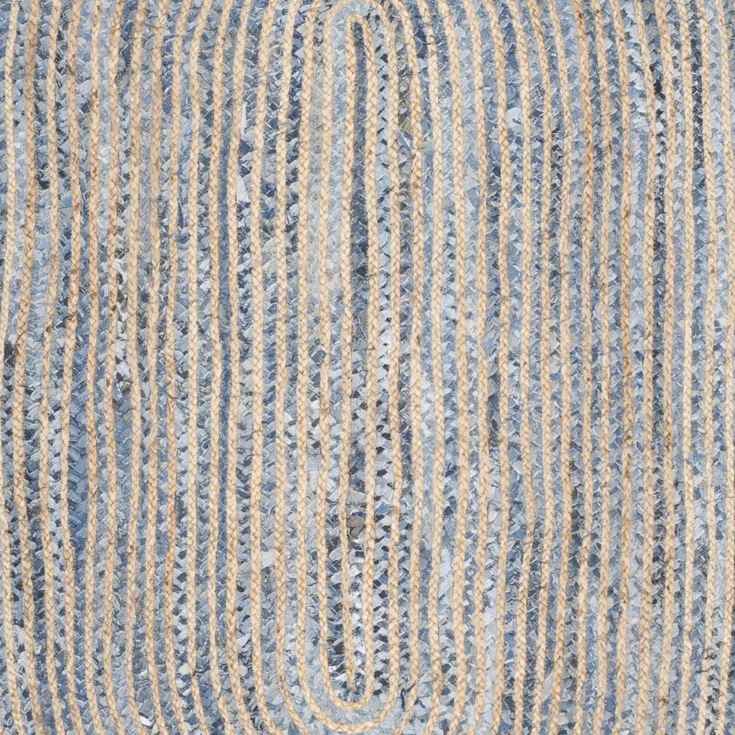 SAFAVIEH Cape Cod Andrina Braided Striped Jute Area Rug, 6' x 6' Round, Natural/Blue