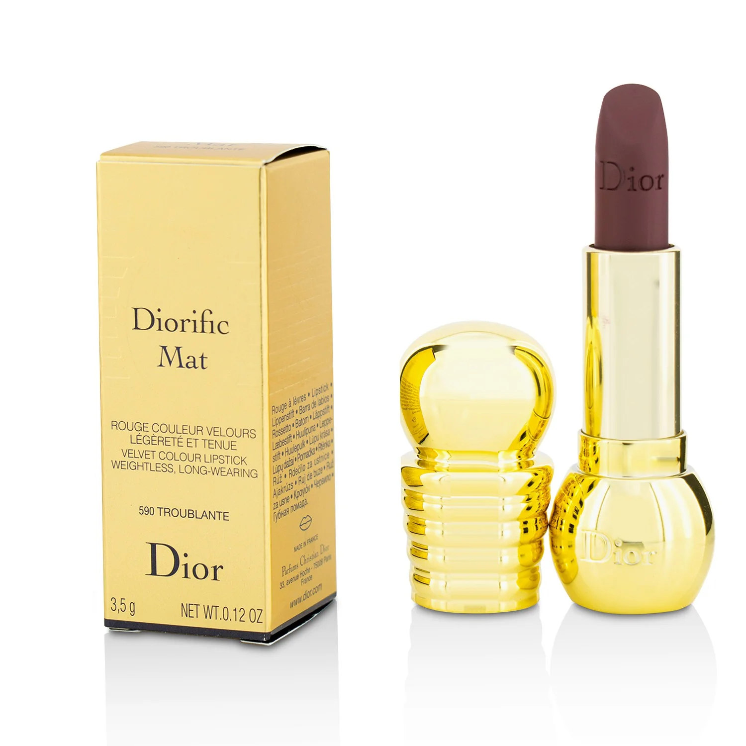Christian Dior Diorific Mat Velvet Colour Lipstick - # 590 Troublante  3.5g/0.12oz