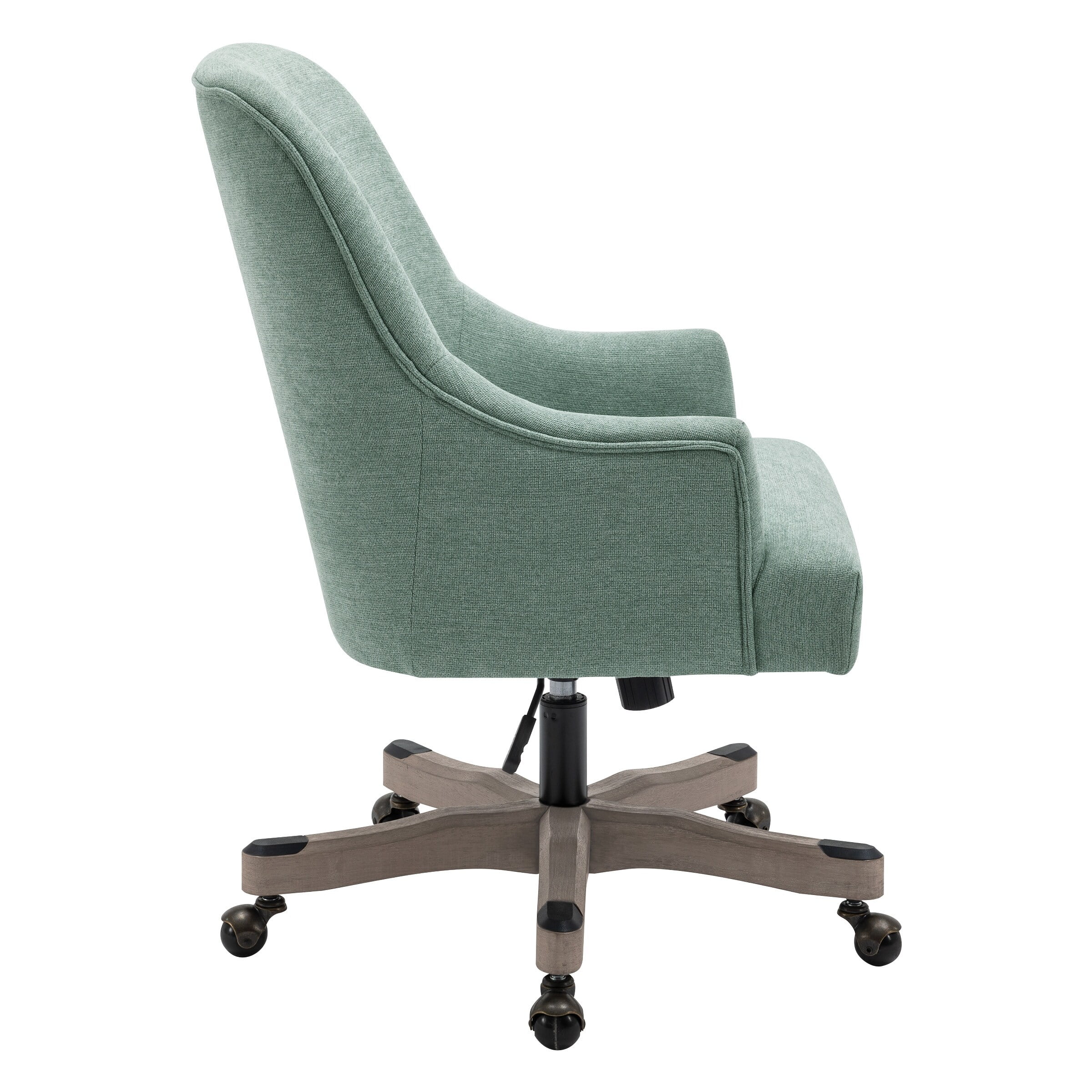 Bradwell Office Chair in Mint Fabric -Rustic Wood Base-Semi Asm