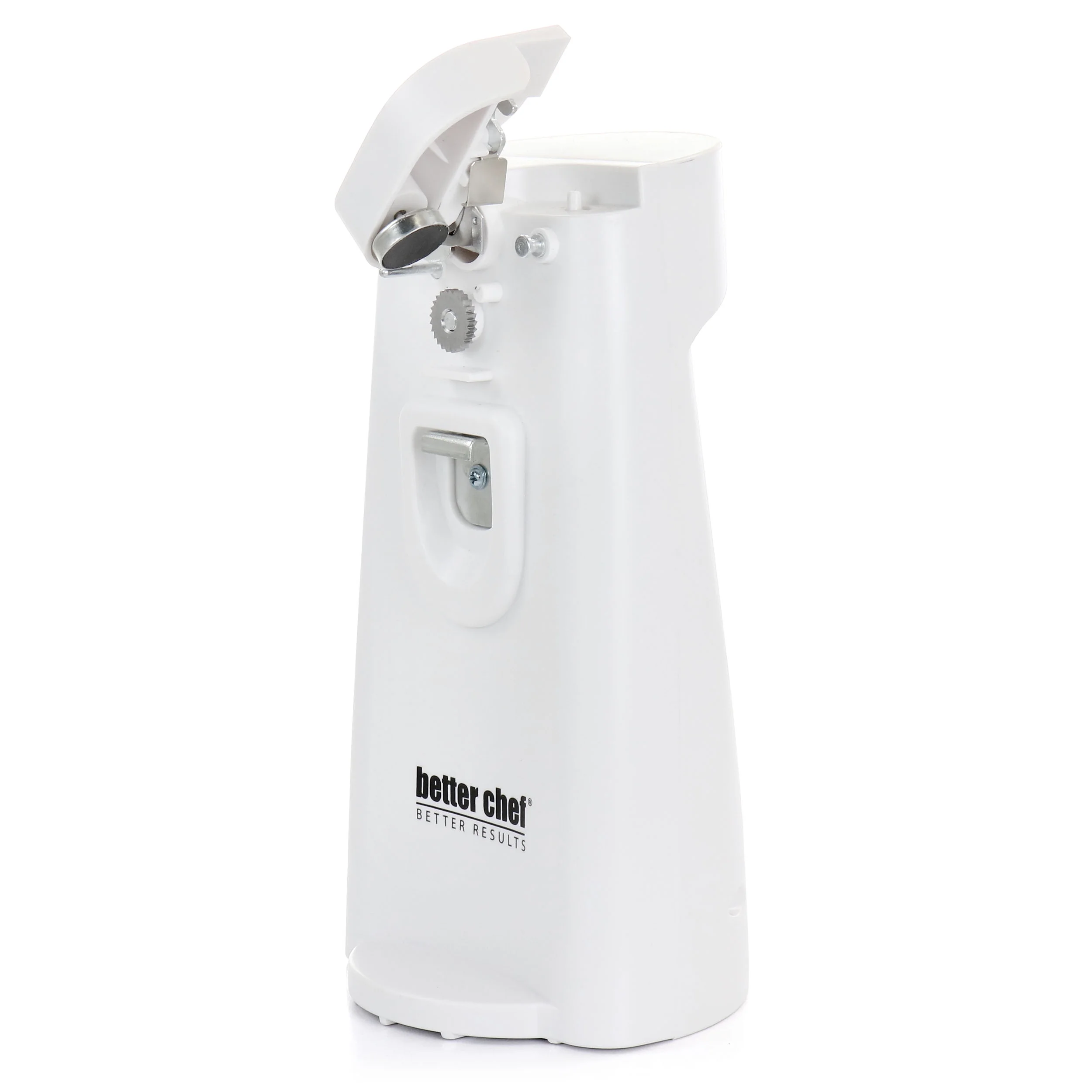 Better Chef Deluxe Electric Can Opener with Built in Knife Sharpener and Bottle Opener in White