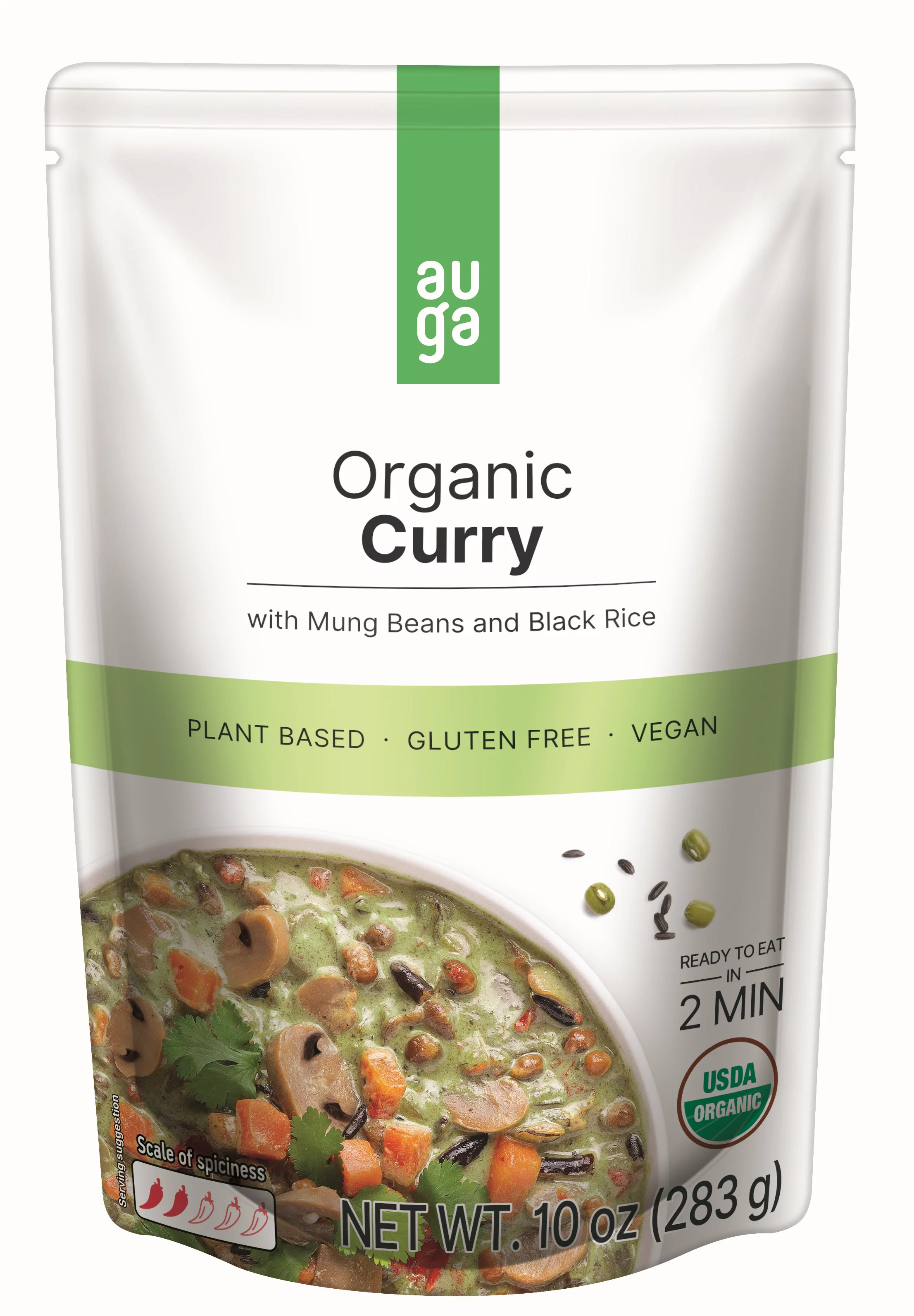 AUGA Organic Curry Meal Variety Bundle, 10oz (12-pack) (Green, Red, Yellow) Vegan Plant Based Vegetarian