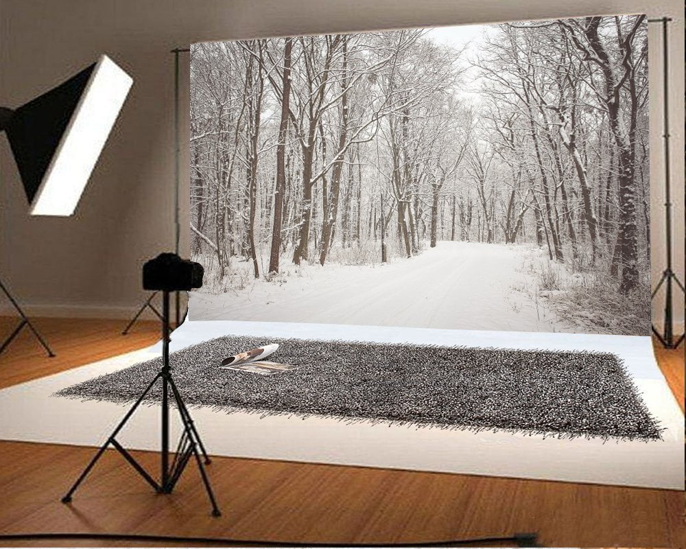 MOHome 7x5ft Christmas Backdrop Snow Covered Landscape Forest Trees Rustic Winter Scene Happy New Year Photography Background Kids Children Adults Photo Studio Props