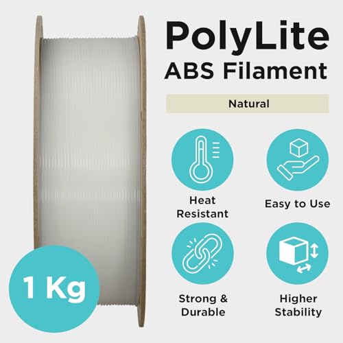 Polymaker ABS Filament 1.75mm Black, ABS 3D Printer Filament 1.75mm Heat Resistant 1kg - PolyLite ABS 3D Printing Filament 1.75mm, Strong & Durable, Dimensional Accuracy +/- 0.03mm
