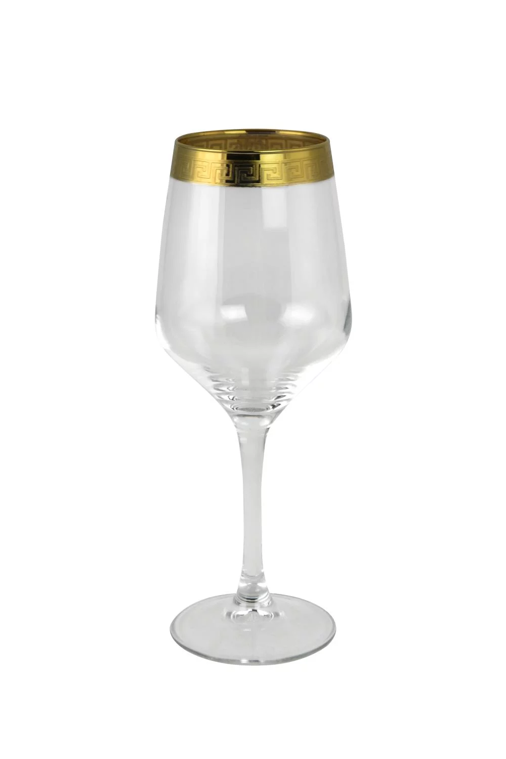 Three Star Import & Export GS7114 8.75 in. Wine Glass with Greek Key Design Set, 6 Piece