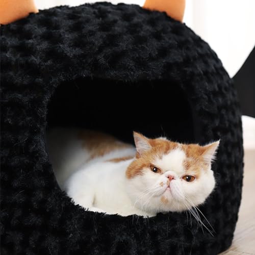 Funny Cat Bed Halloween Large Cat Cave Nest Warm Cute Kitten Bed Mattress Cartoon Ultra Soft Plush Removable Cushion