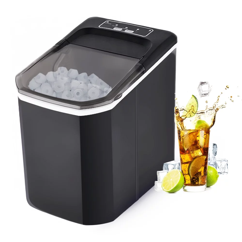 Lixada Ice Maker Countertop 10Cubes in 6 Mins Self-Cleaning 26lbs per 24Hrs 2 Sizes Home Kitchen Office Bar Party Ice Basket Included