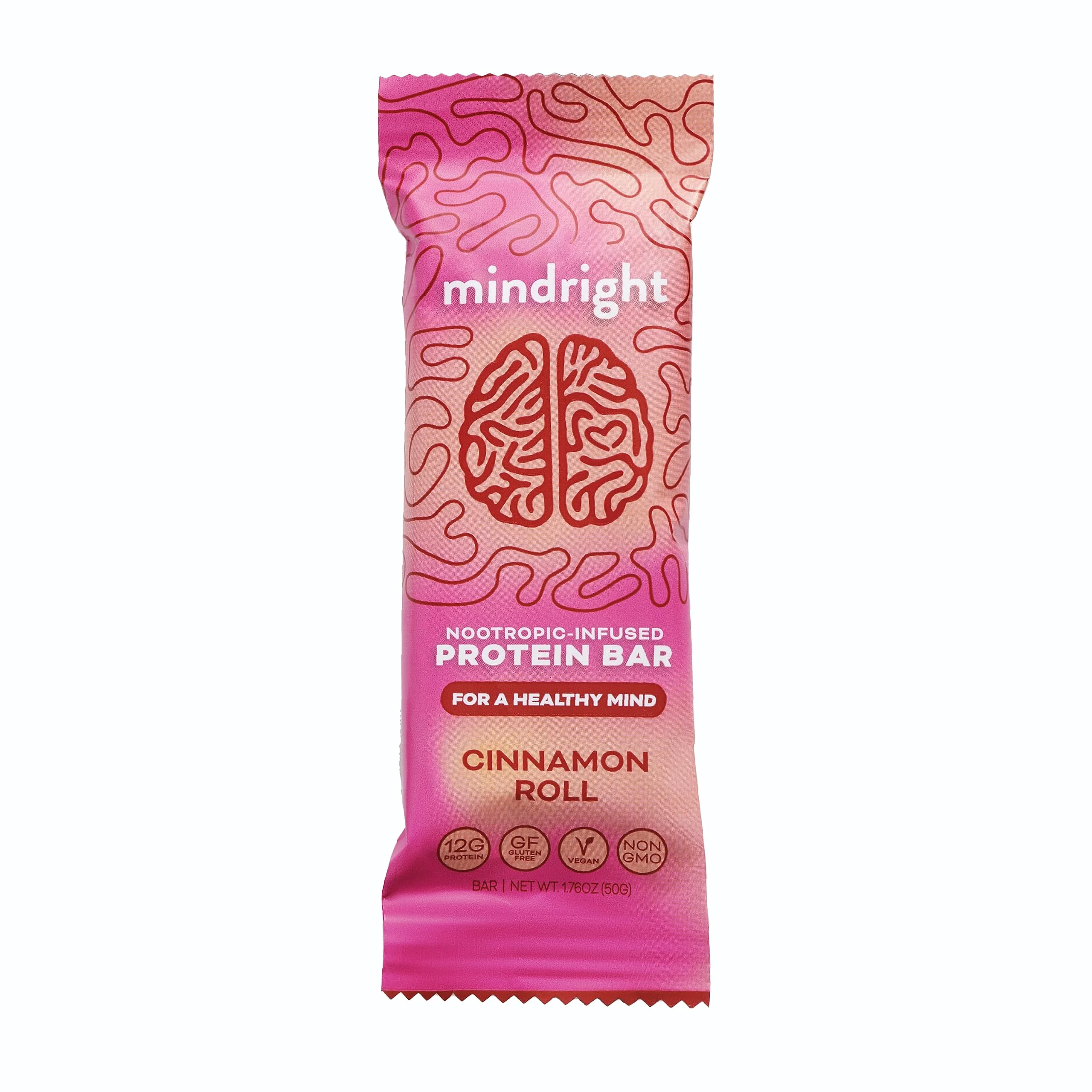 MINDRIGHT Superfood Vegan Protein Bars | Gluten Free Non-Gmo Low Sugar | All Natural Brain Food Healthy Snack To Help Enhance Mood, Energy & Focus (Cinnamon Roll,12 Pack)