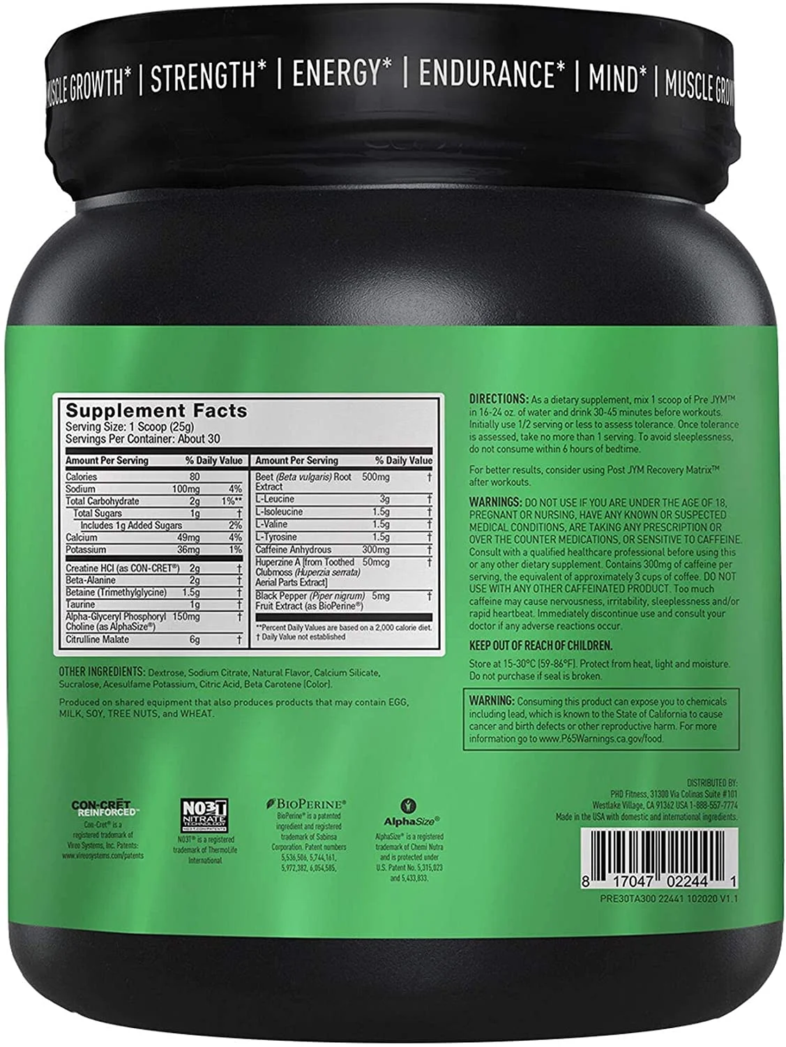 JYM Supplement Science Pre JYM Pre Workout Powder - BCAAs, Creatine HCI, Alpha-GPC, Beet Root, Citrulline Malate, Beta-Alanine, Betaine, Huperzine, and More Tangerine, 30 Servings 30.0 Servings (Pack of 1) Tangerine