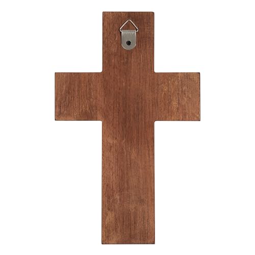 BGCOPPER Crucifix Wall Cross Handmade Wooden Cross with Hook, Christian Wall Art Jesus Wall Cross Gifts for Church Home Room Decor Christmas Cross - 14 Inch