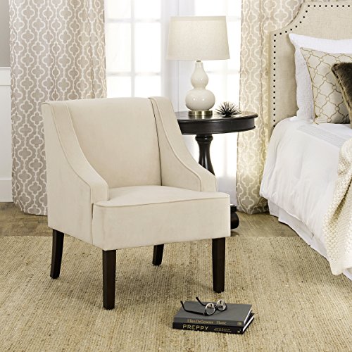 HomePop Velvet Swoop Arm Accent Chair, Suri Blue