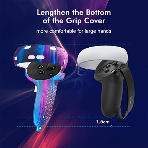 Relohas Accessories for Oculus Quest 2, VR Accessory Set for Meta Quest 2, Include Controller Grip Leather Cover, VR Shell Cover, Face Cover, The Best Gifts for Christmas and Halloween (Galaxy Purple)