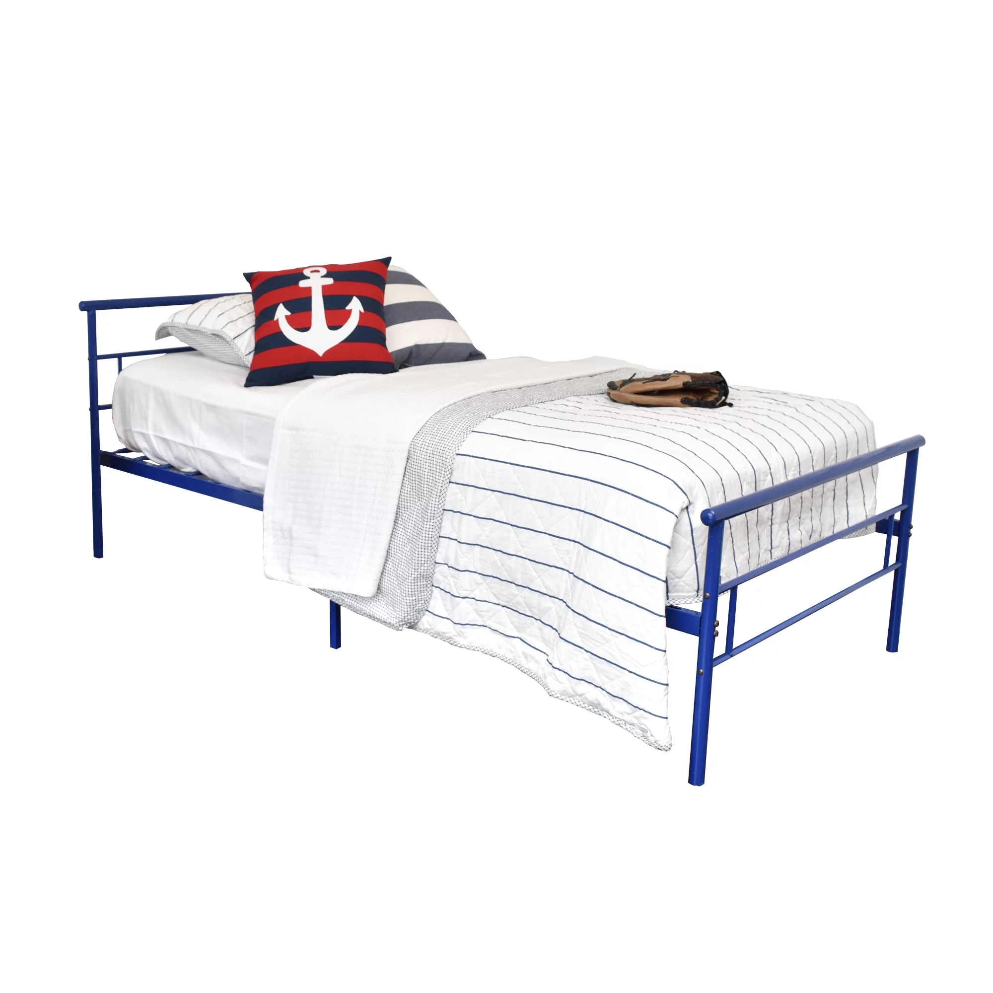 BK Furniture Seattle Classic Metal Bed, Twin, Blue