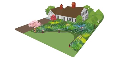 Eden 98063 Multi-Adjustable Flex Design Above Ground Irrigation Garden Sprinkler System, Sprinkler & Hose, DIY Plant Watering Set