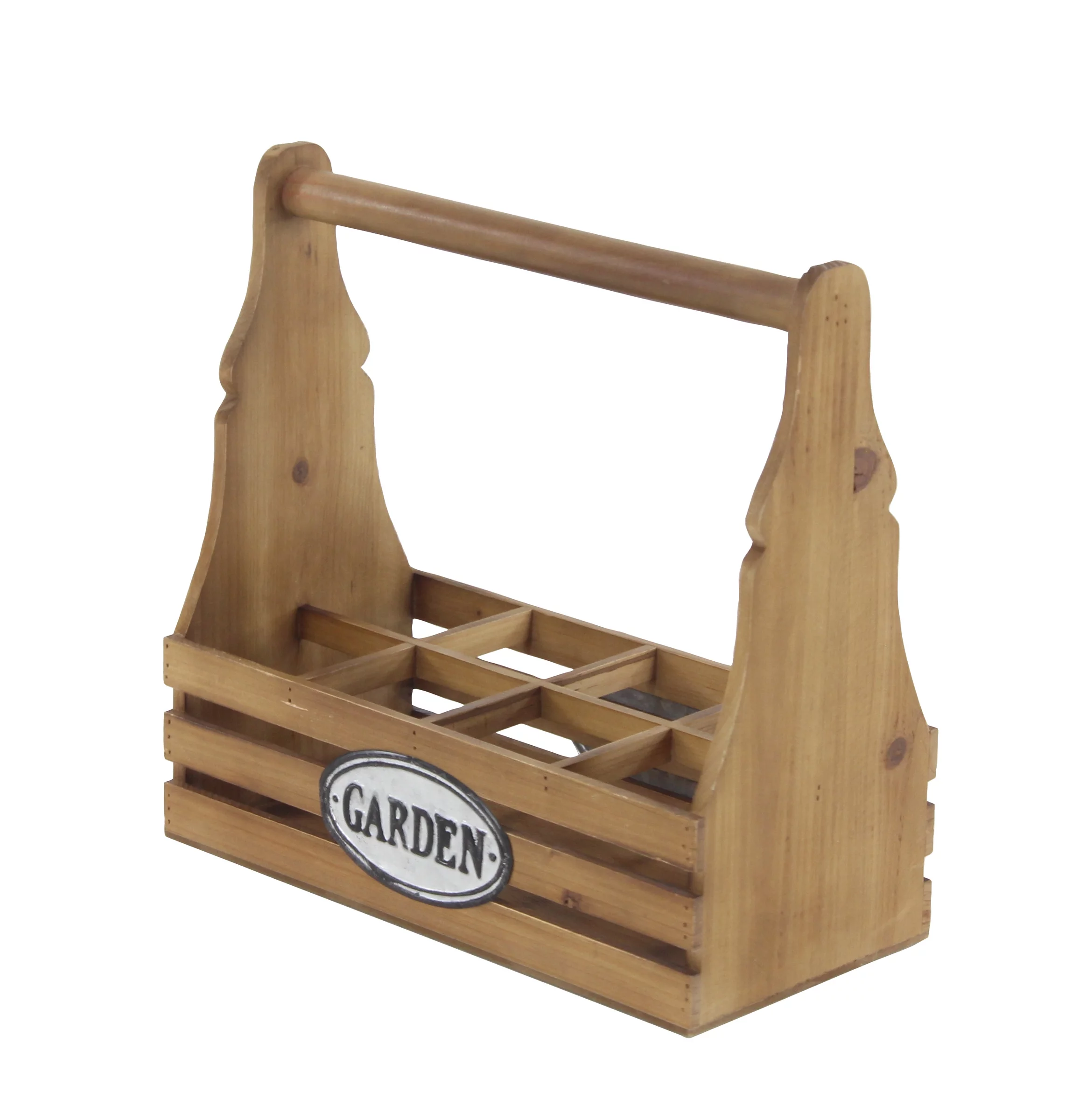 Decmode Farmhouse 16 X 16 Inch Brown Wood And Metal 8-Bottle Wine Caddy