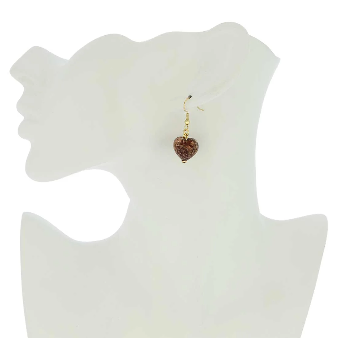 GlassOfVenice Murano Glass Starlight Hearts Earrings - Ruby Red