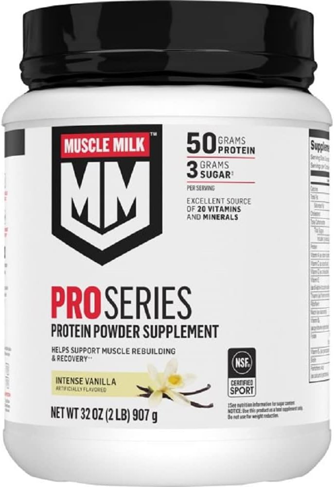 Muscle Milk Powder Pro Series, 50 Grams Protein, Intense Vanilla, 2 Pounds