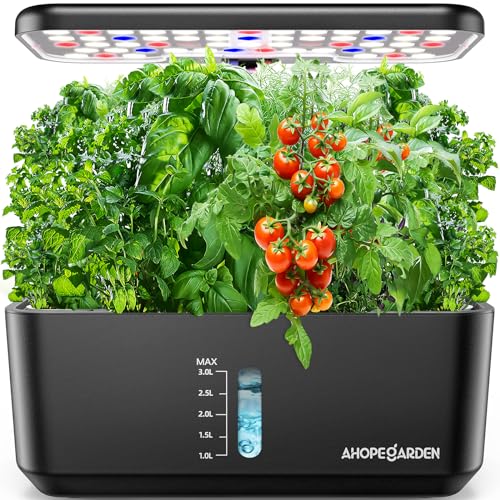 Indoor Garden Hydroponics Growing System: 10 Pods Plant Germination Kit Aeroponic Herb Vegetable Growth Lamp Countertop with LED Grow Light - Hydrophonic Planter Grower Harvest Veggie Lettuce, White
