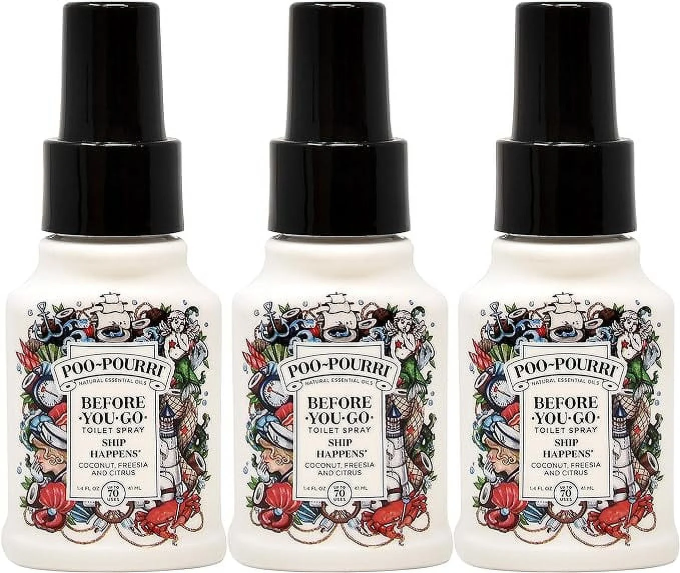 Poo-Pourri Ship Happens Before You Go Toilet Spray 1.4 Ounce Bottle, 3 Pack