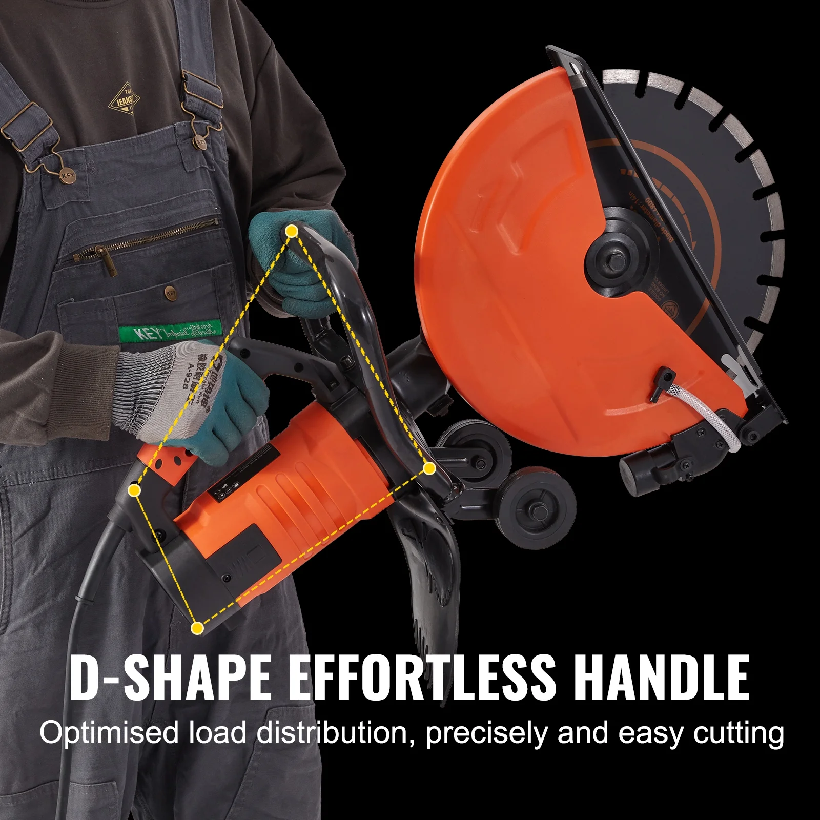 SKYSHALO 14'' Electric Concrete Saw Wet/Dry Saw Cutter with Water Pump and Blade