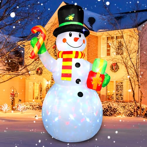 Christmas Inflatables Outdoor Decorations Snowman Decor, 6FT Blow Up Snowman with Gift Box for Winter Holiday Xmas Party, LEDs Christmas Decorations Indoor Outdoor Yard Garden Lawn Xmas Decor