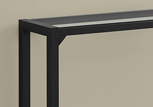Monarch Specialties I Accent Table-42 L Tempered Glass Hall Console, Black