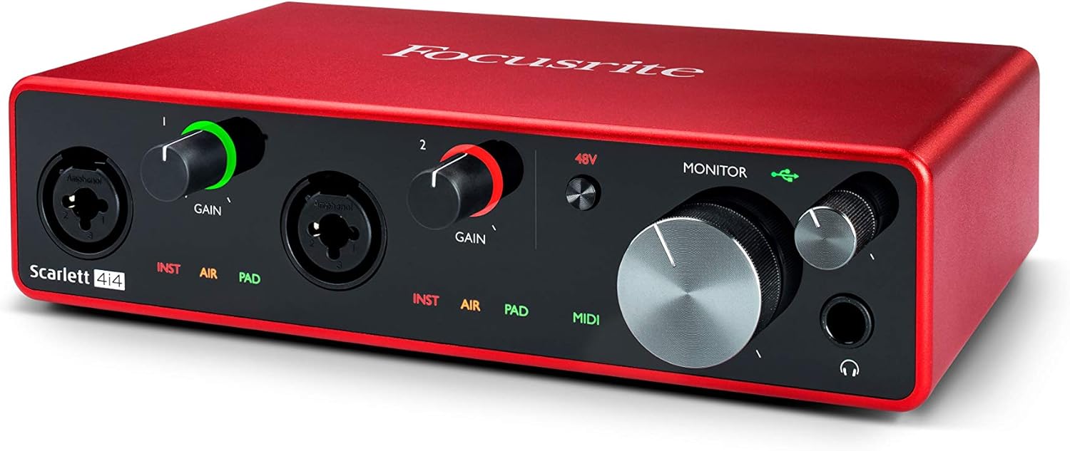 Focusrite Scarlett 4i4 4x4 USB Audio Interface Full Studio Bundle with Creative Music Production Software Kit