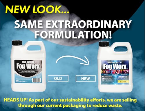 FogWorx Extreme High Density Fog Juice Gallon - Long Lasting, High Output, Odorless Water Based Fog Machine Fluid - for 400 Watt to 1500 Watt Machines