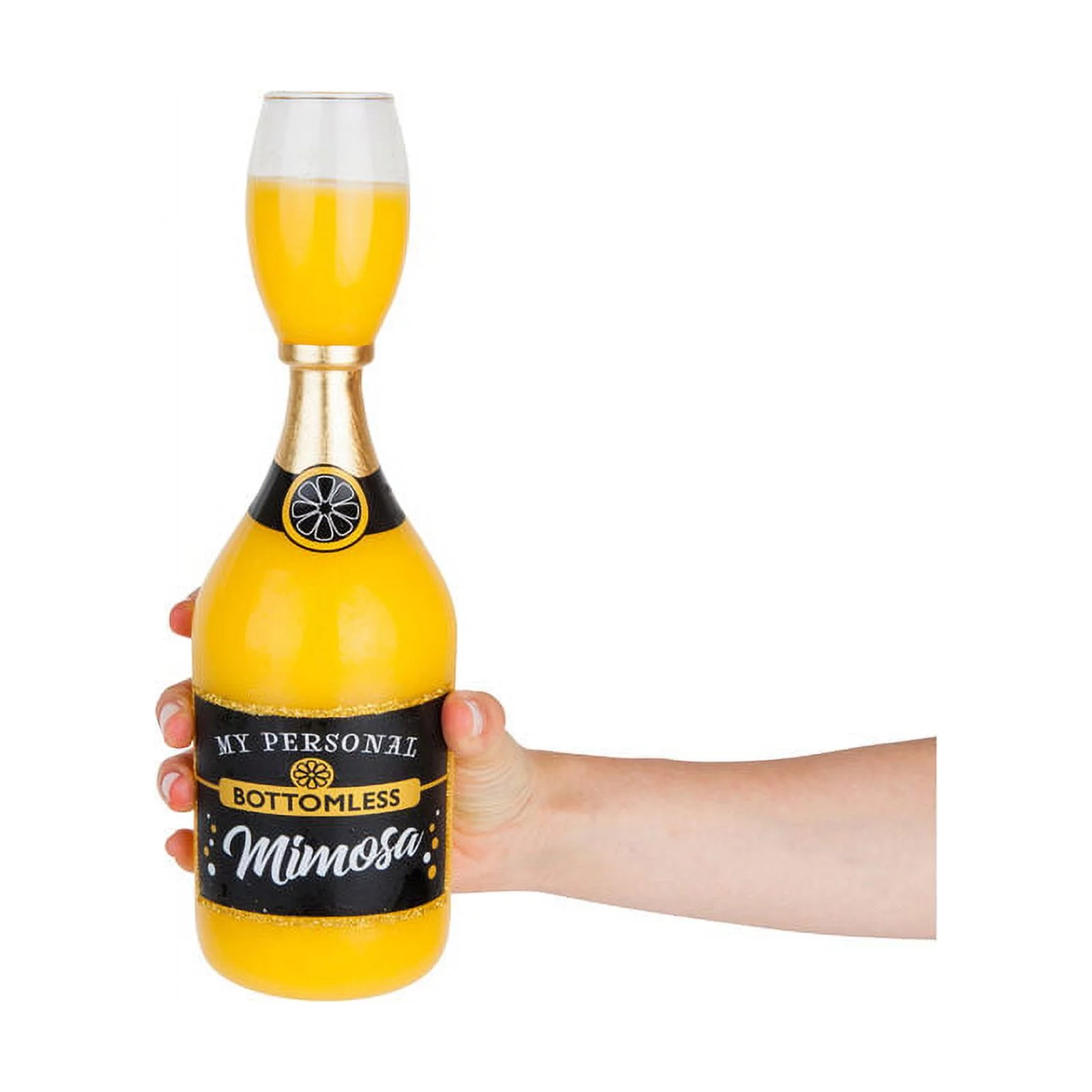 BigMouth Inc Bottomless Mimosa Glass, Funny Novelty Wine Glass, Holds 750 ml of Drink, Single XL Flute, Great for Breakfast and Brunch Parties