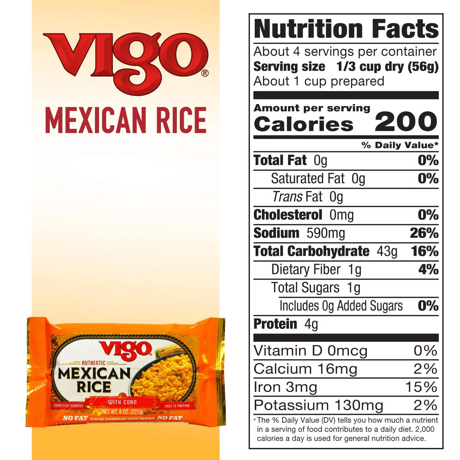 Vigo Authentic Mexican Rice with Corn, No Fat, 8oz (Pack of 12)