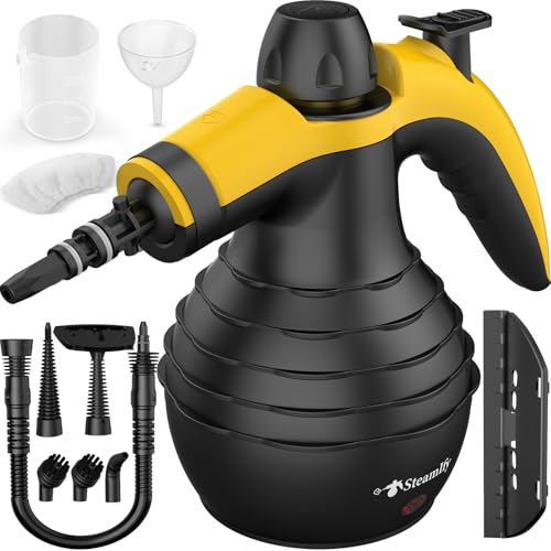 Pressurized Handheld Steam Cleaner with 10pcs Accessories & Safety Lock, Multi-Purpose & Powerful Portable Steamer for Cleaning, Home Use, Car, Bathroom, Shower, Upholstery, Grout, Window, Grease