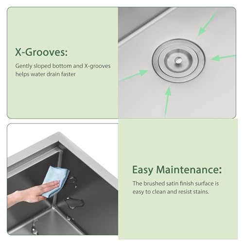 25 Inch Utility Laundry Sink Drop In 16 Gauge Stainless Steel Single Bowl Laundry Room Sink Laundry & Utility Room Kitchen Sinks 25