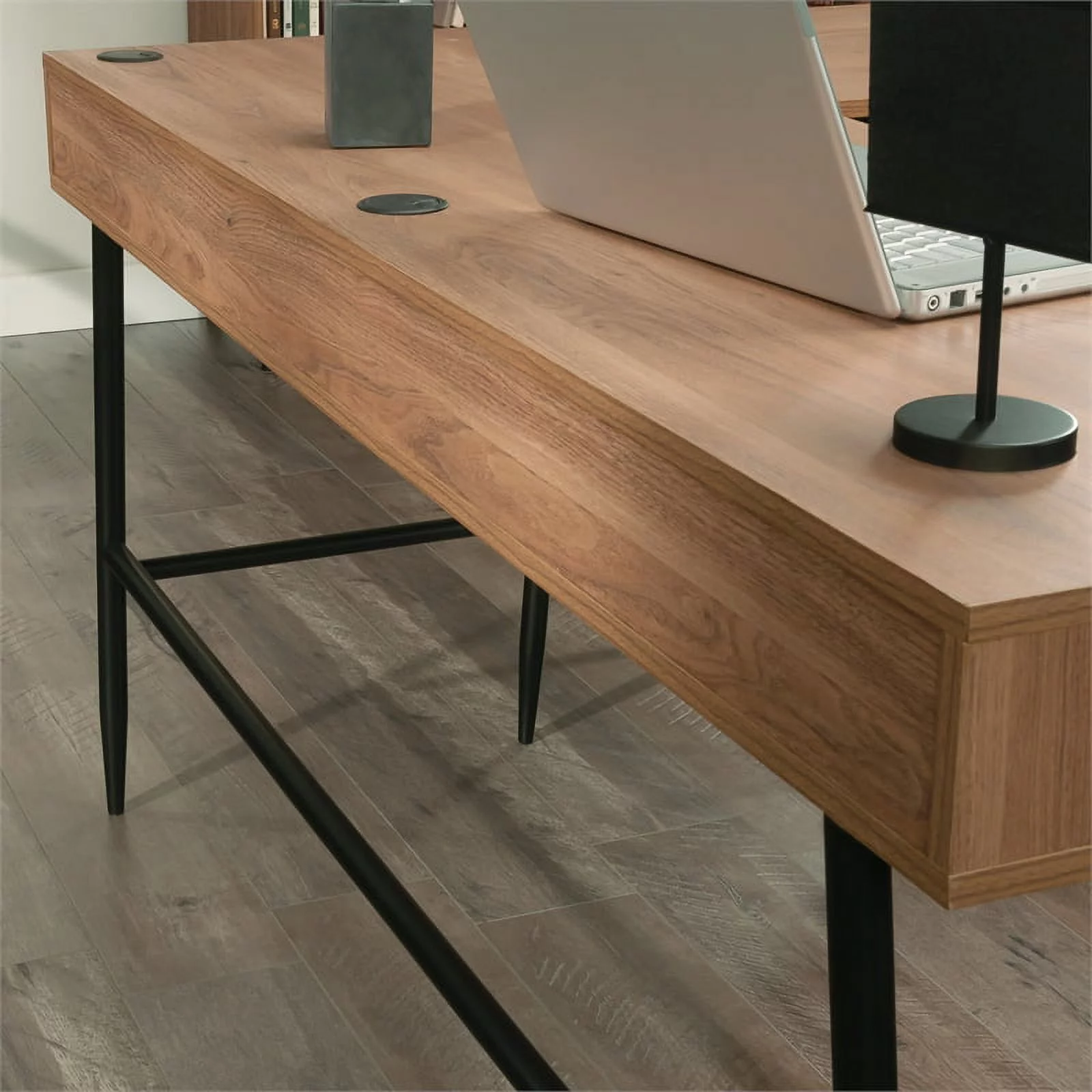 UrbanPro Modern Engineered Wood / Metal L-Desk in Serene Walnut