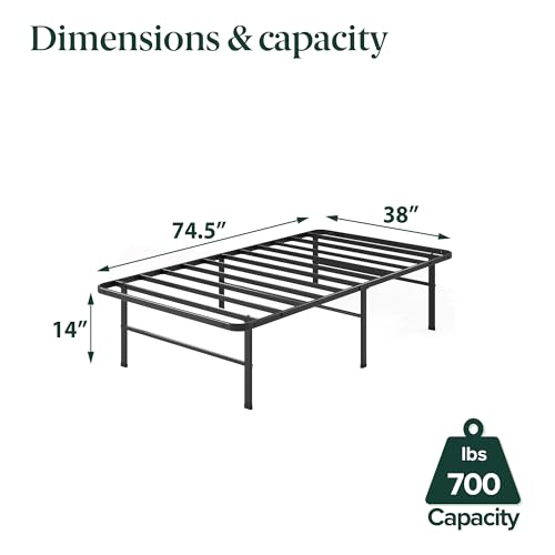 ZINUS Rumi 14in Full Metal Bed Frame, Quick Assembly SmartBase® Mattress Foundation, Heavy Duty Sturdy Steel with No Box Spring Needed, Eco-Friendly Packaging, Black