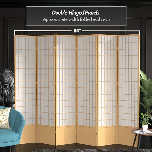 Red Lantern 7 ft. Tall Window Pane Shoji Screen-White-3 Panels Room Divider