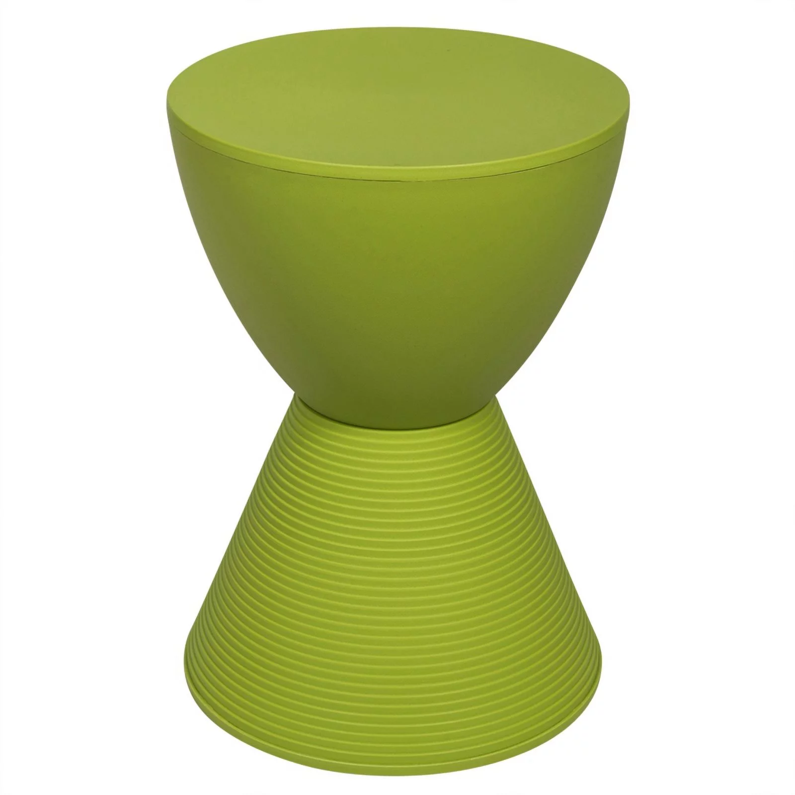 Home Square Modern Plastic Ribbed Round End Table in Green - Set of 2