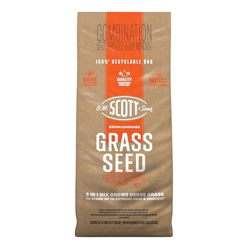 O.M. Scott and Sons Tall Fescue Blend Grass Seed, Fertilizer and Soil Improver, Naturally Crowds Out Weeds, Covers Up to 2,000 sq. ft., 8 lbs.