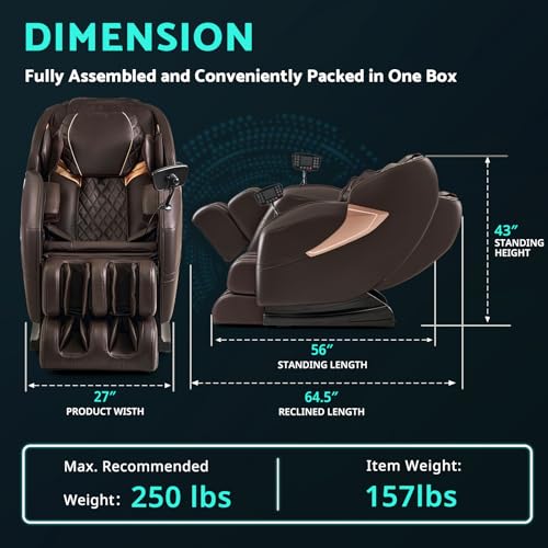 Massage Chair, Zero Gravity Full Body Massage Chair Extra Large Shiatsu Recliner w/ 14 Massage Points, Lumbar & Calf Heating, 20 Auto Modes