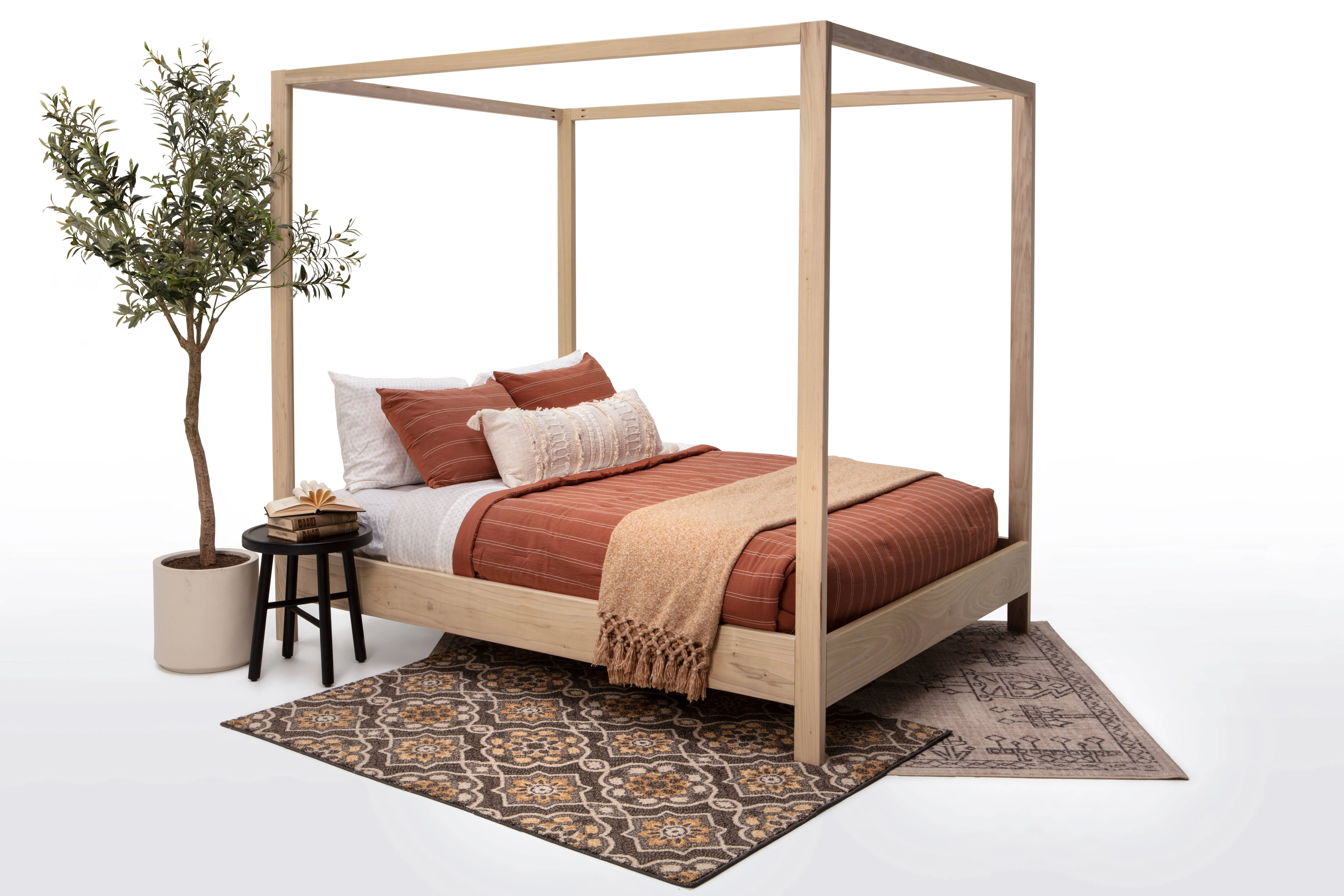 American Furniture Classics Model QUEEN CANOPY Queen Size Canopy Bed with Raised Platform