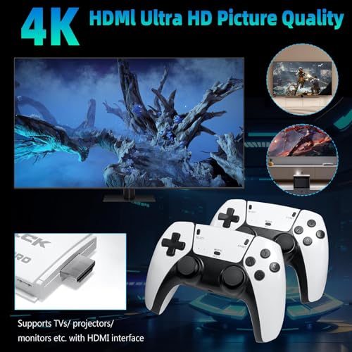 2025 Retro Gaming Console Pro, Retro Game Stick with 4K HDMI, Classic Video Games with 20,000+ Games and 23 Emulators, Upgraded Dual 2.4G Wireless Controllers 64GB