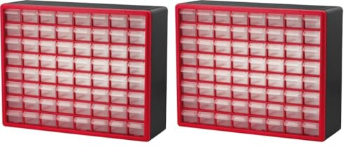 Akro-Mils 24-Drawer Plastic Drawer Storage Cabinet for Garage Organization, Bead Organizer, Building Bricks Storage, Teacher Toolbox, Makeup Organizer, 20-Inch W x 6-Inch D x 16-Inch H, 10124 Black