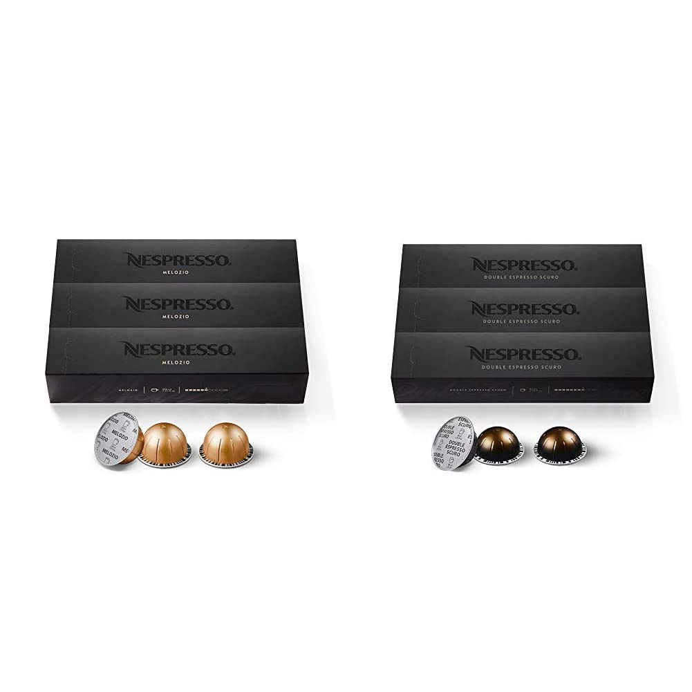 Nespresso VertuoLine Coffee Capsule Bundle - Melozio and Double Espresso Scuro (10 Count)