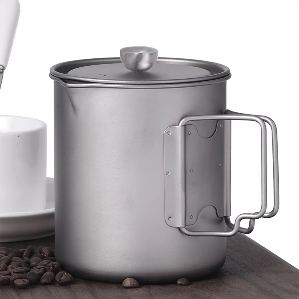 Lixada 750ml Coffee Cup Mug French Press Pot Coffee Maker Camping Cooking Pot with Folding Spoon