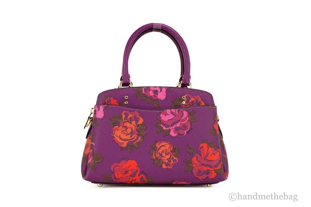 Coach (CF327) Mini Lillie Magenta Jumbo Floral Leather Carryall Crossbody Bag