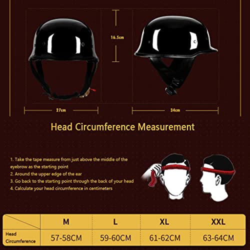 Bentrance German Style Retro Motorcycle Half Helmet, Vintage Half Face Helmet Open Face Helmet, DOT/ECE Approved Adult Men Women Half Helmet for Bicycle Cruiser Scooter