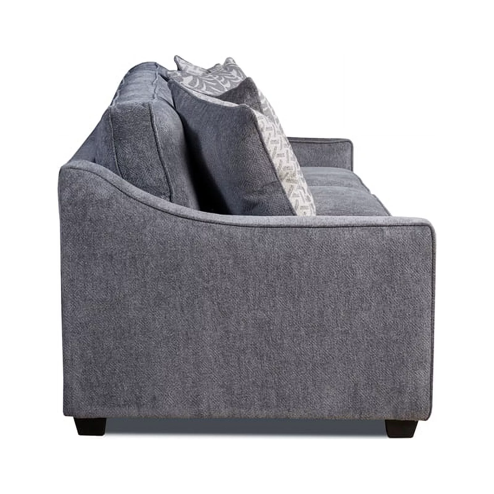 Pemberly Row Modern Fabric Bagley Slim Track Arm Sofa in Gray