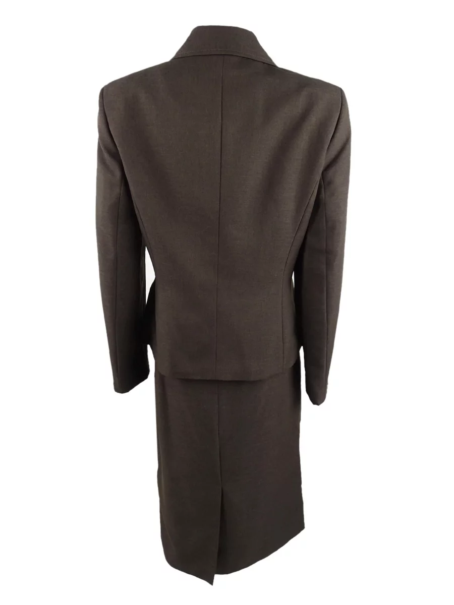 Le Suit Women's Two-Button Skirt Suit (6, Espresso)